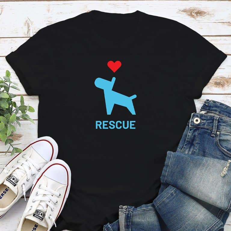 Rescue Dog & Heart Standard Tee Black