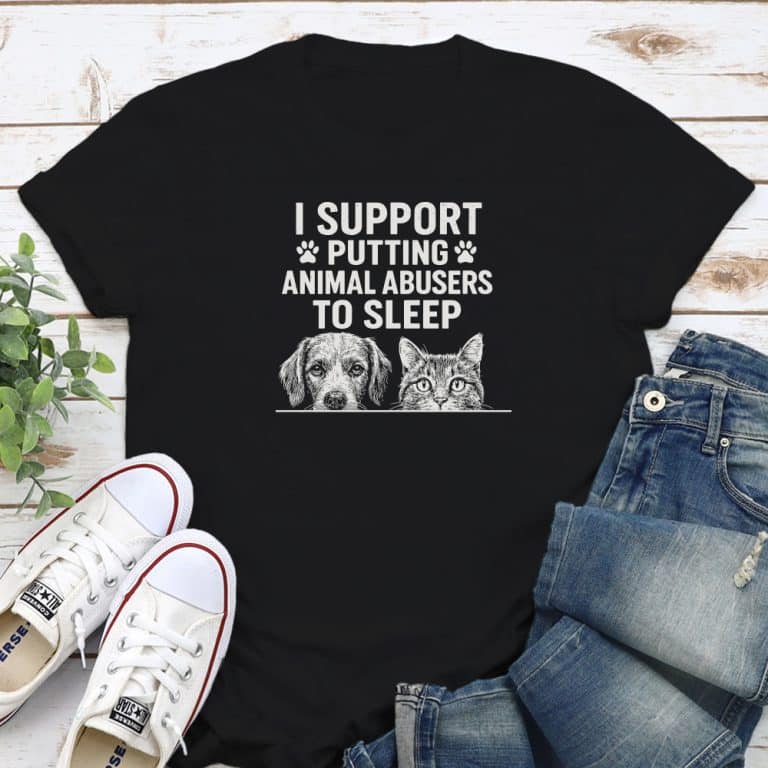 I Support Putting Animal Abusers To Sleep Faces Standard Tee Black