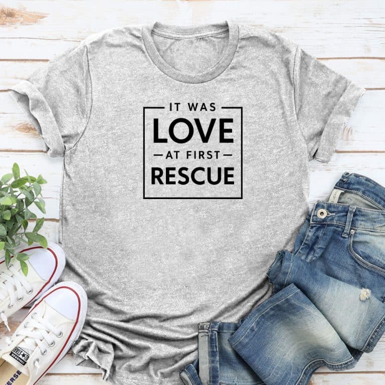 It Was Love At First Rescue Standard Tee Heather Grey