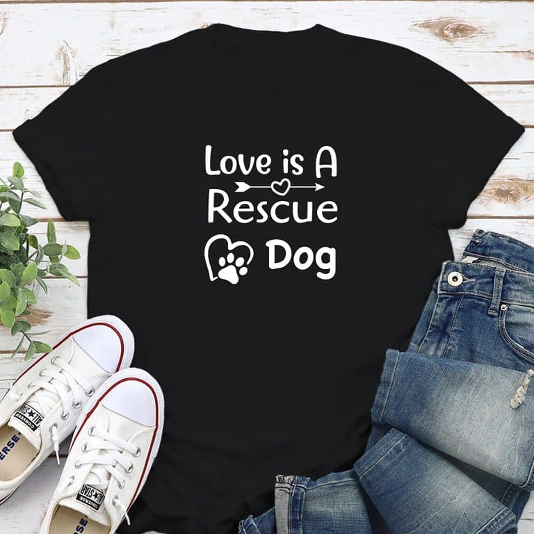Love Is A Rescue Dog Standard Tee Black